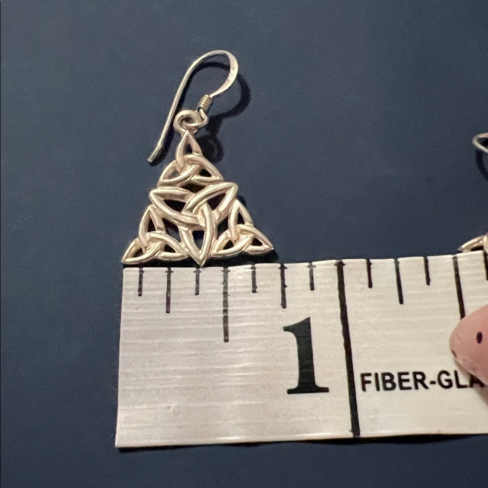 Sterling Silver Celtic Trinity Dangle Earrings - image 4